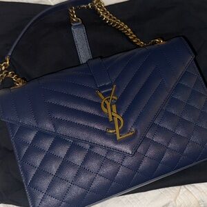 Yves Saint Laurent Blue Quilted Leather Shoulder Bag